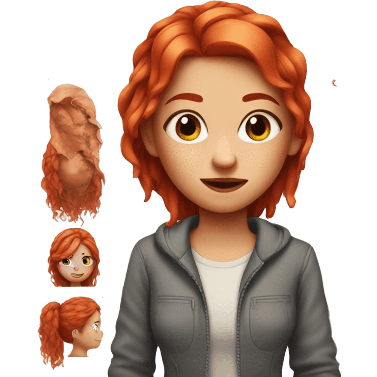 Red hair girl with stitches  emoji