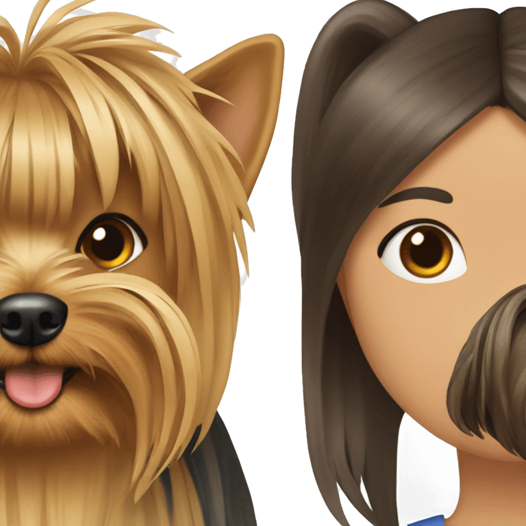 Yorkshire terrier and brunette girl emoji