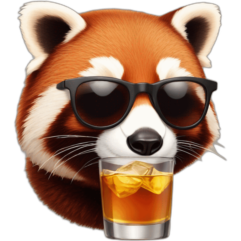 red panda sunglasses drinking whisky emoji