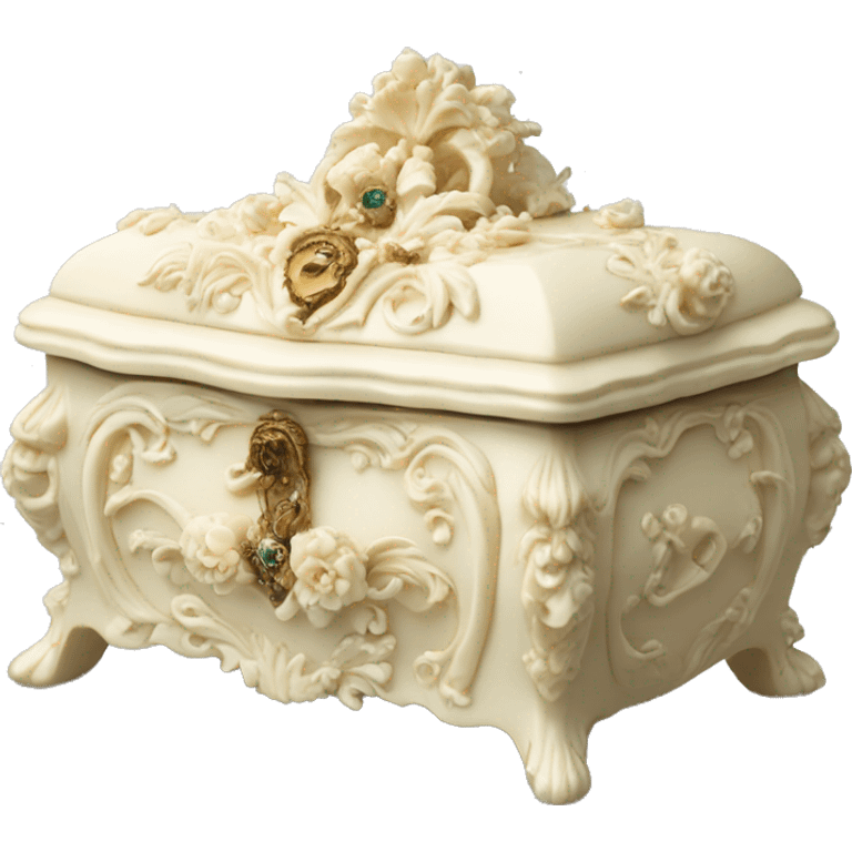 Vintage rococo ivory jewelry box emoji