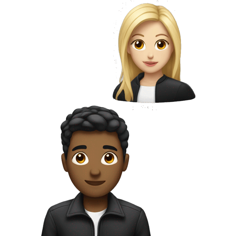 Blond girl with black jacket with a man with black short hair  emoji