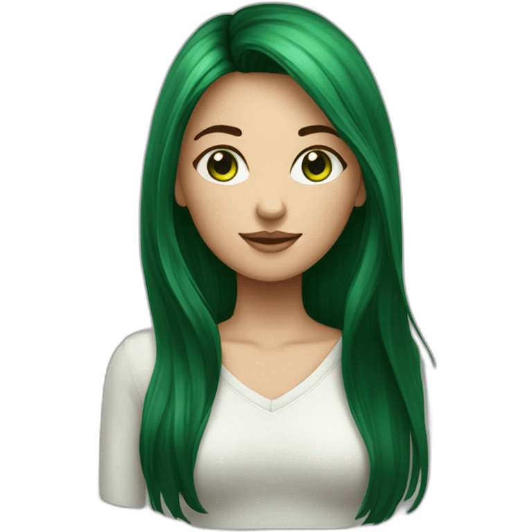 fille au yeux vert cheuveux long chatain foncé emoji