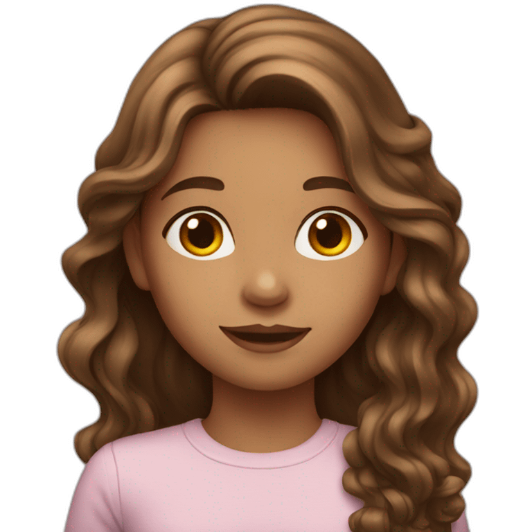 girl with long wavy brown hair emoji