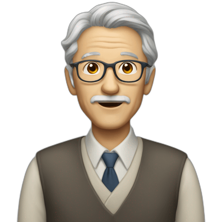 50 years professor with gray hair no beard or mustache emoji