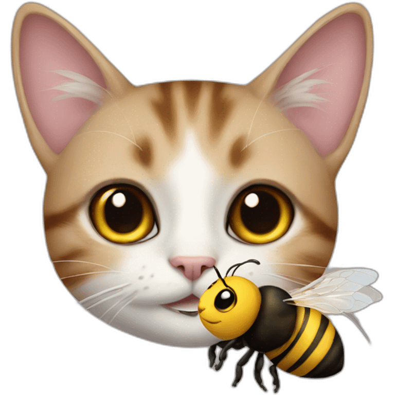 Cat on bee emoji