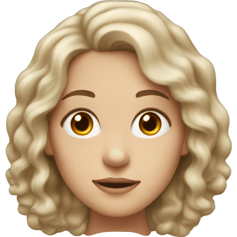 White woman with wavy hair and hazel eyes  emoji