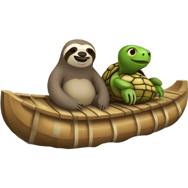 Sloth and turtle on a raft emoji