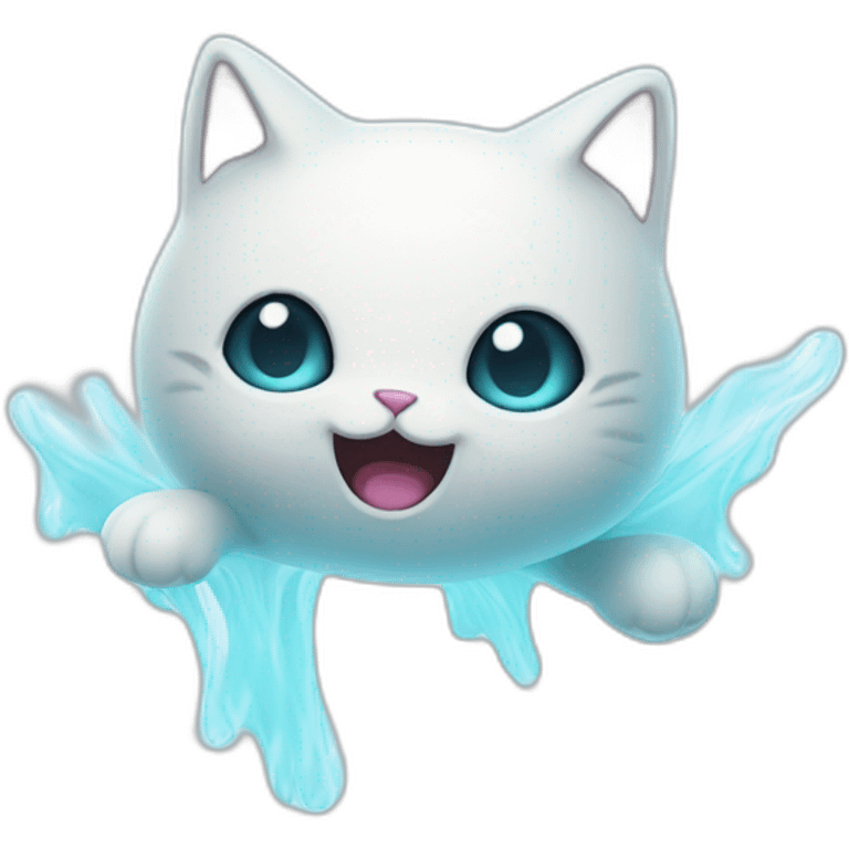 Mysterious cartoon ghost spirit kitty floating in the air emoji