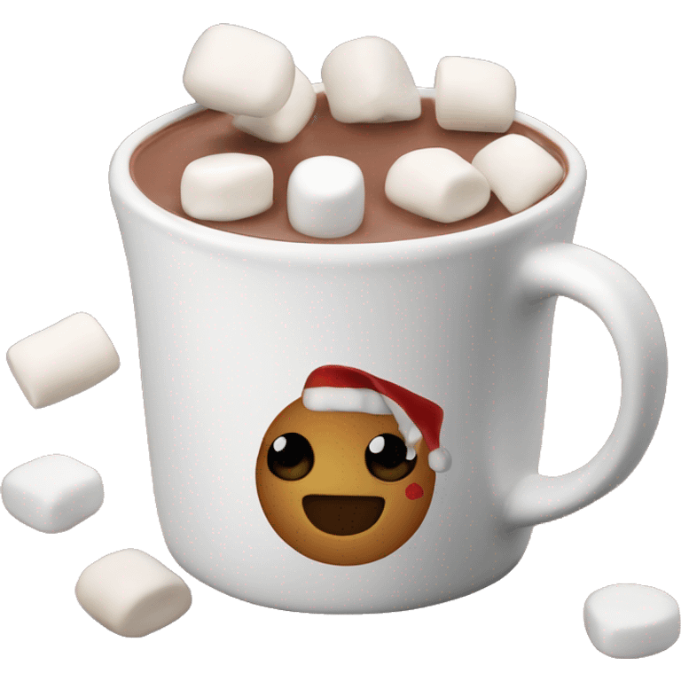 Christmas Mug of hot chocolate with mini marshmallows emoji