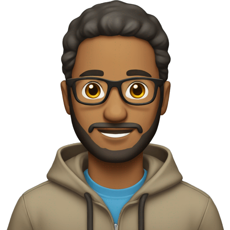 brown man with glasses, cap and hoodie with a beard emoji