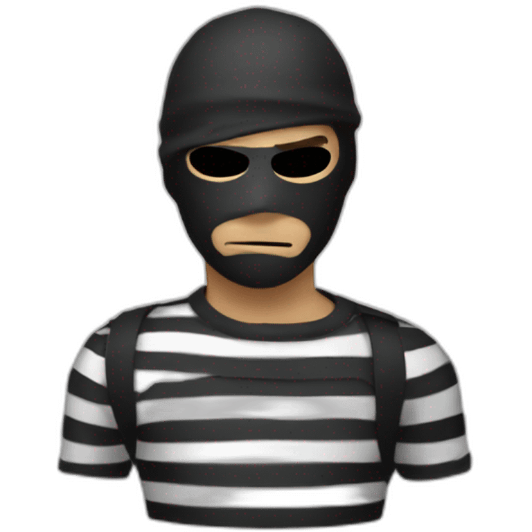 Robber with black mask and striped shirt emoji