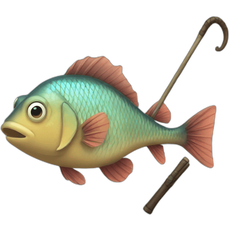 trans fish with walking stick emoji