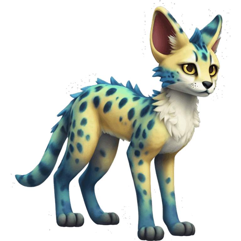 Cute Kawaii Epic Colorful Sergal-Serval-Vernid full body emoji