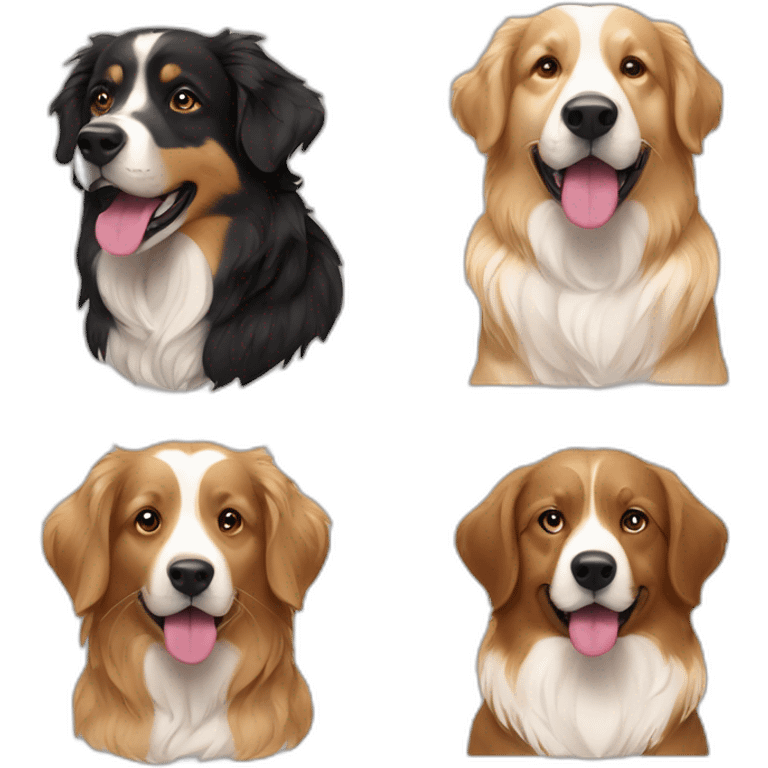 Golden Retriever and Black brown White australian sheperd  emoji