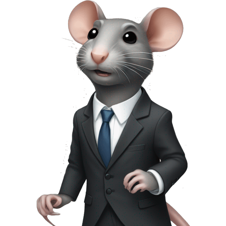 Rat with human leg in a suit emoji