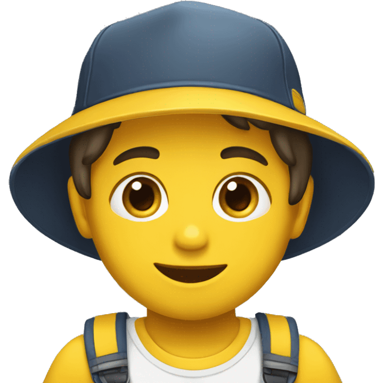 Niño usando una gorra amarilla emoji