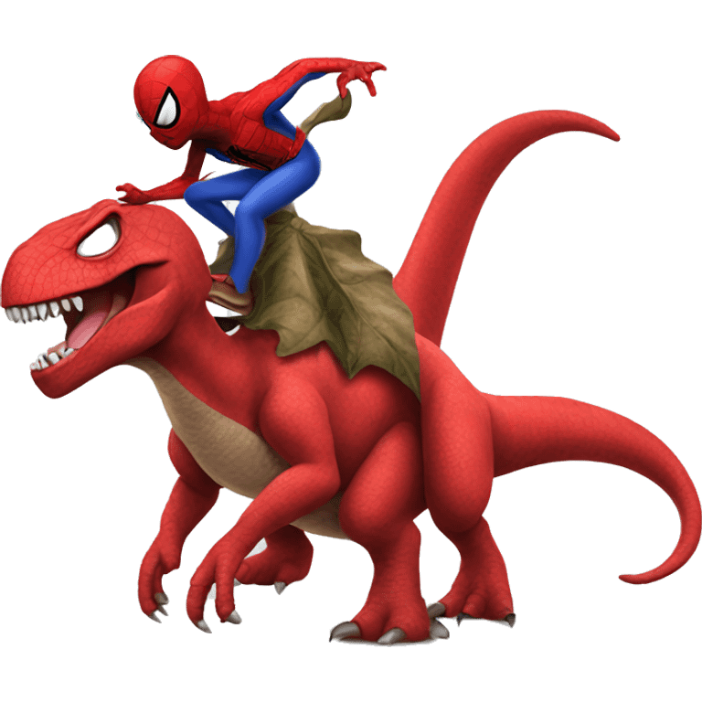 spiderman riding a dinosaur emoji