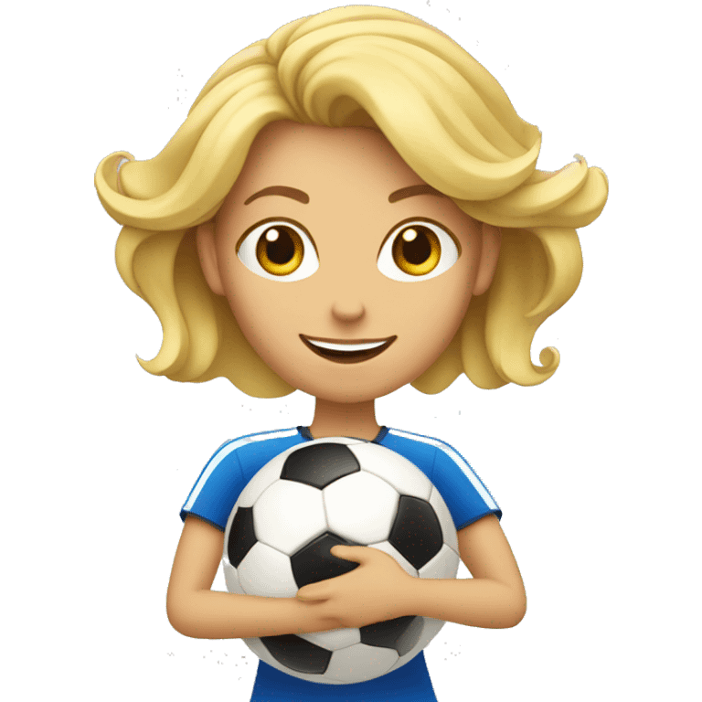 blond woman spinning a soccer ball on her hands emoji