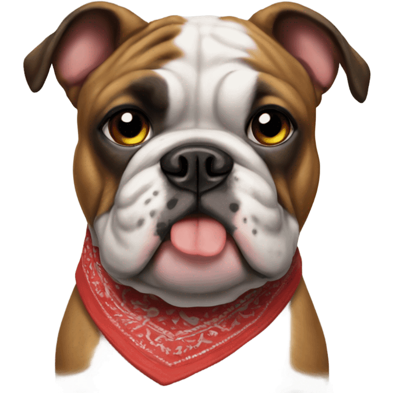 Brindle bulldog with bandana emoji