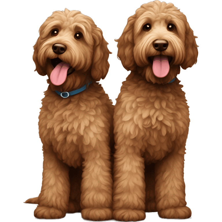 Tan and brown labradoodles standing together emoji