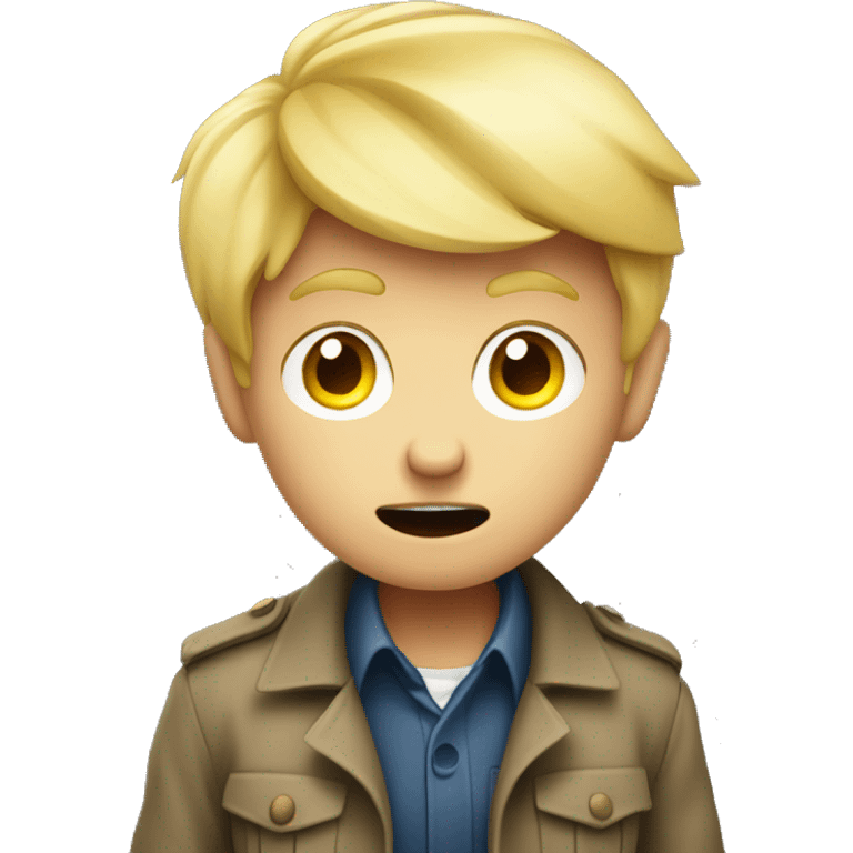 blond boy detective scared flahslight emoji