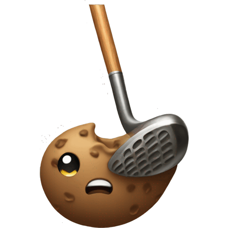 Poop plays golf emoji