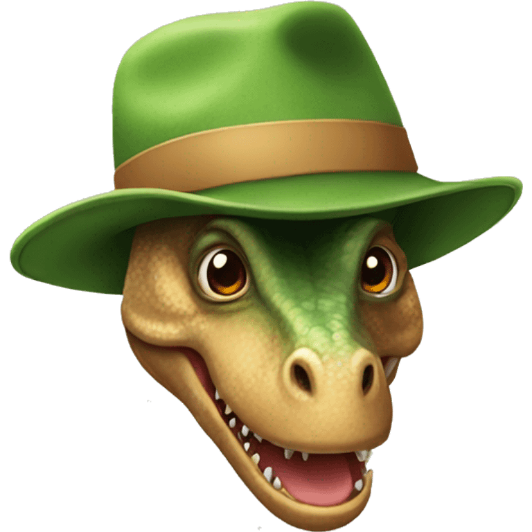 Dinosaur wearing a hat emoji