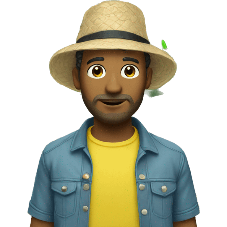 Italian man with a pineapple bucket hat emoji