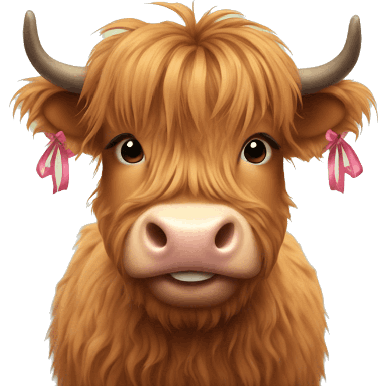 Cute highland cow with bows  emoji