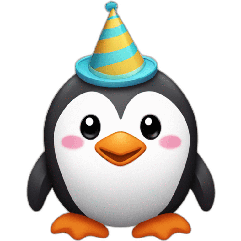 furry penguin with birthday hat emoji