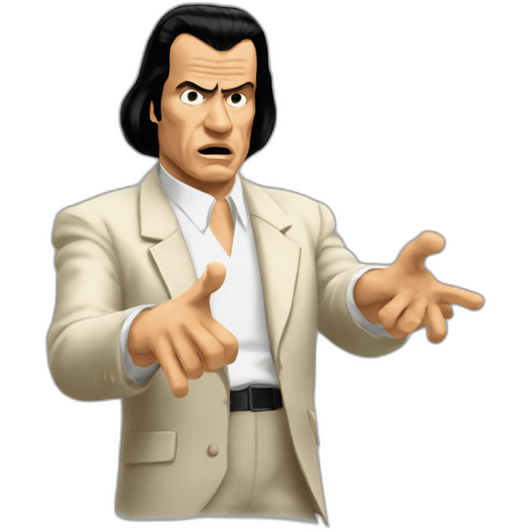 Vincent Vega from Pulp Fiction with the hands gesturing confusion emoji