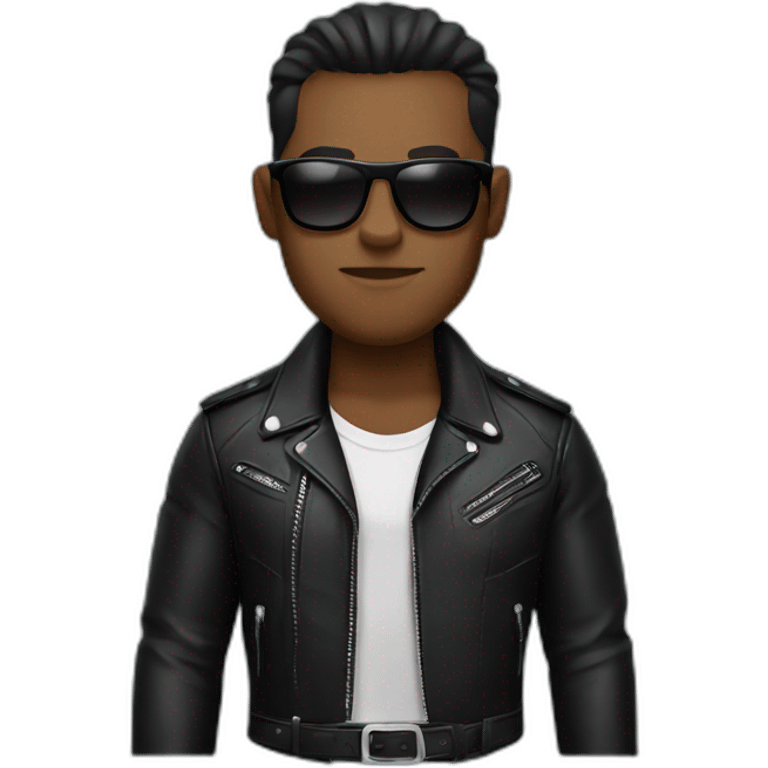 tough guy in a leather jacket and sunglasses emoji