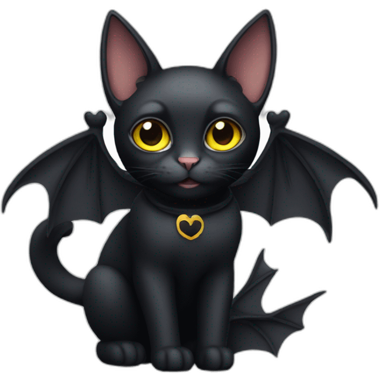 Black cat with bat wings emoji