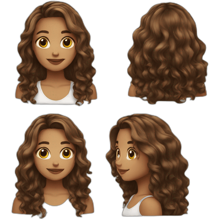 Girl brown wavy long hair emoji