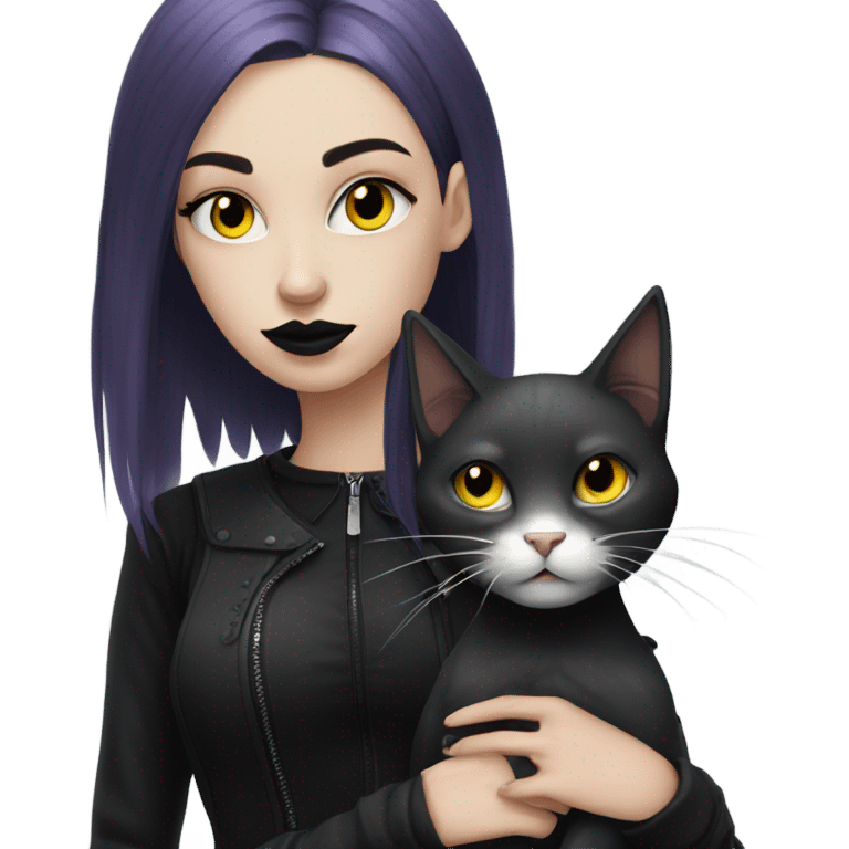 goth girl and cat emoji