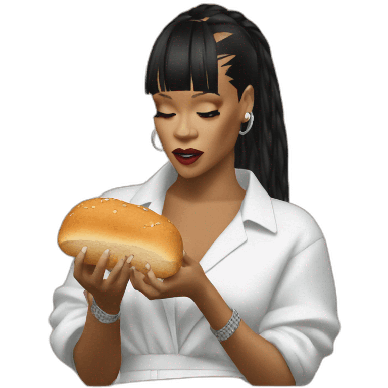 Rihanna eating bread emoji