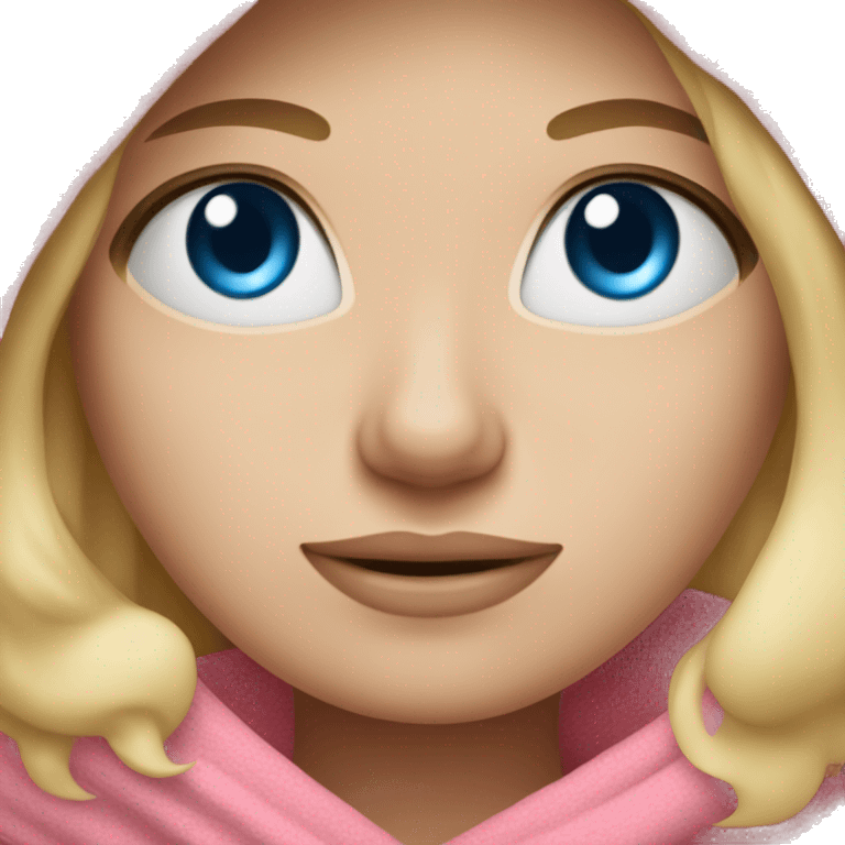 blonde straight hair girl blue eyes wrapped in pink blanket emoji