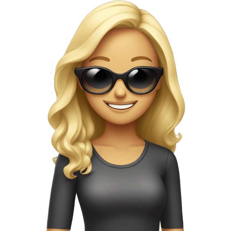 smiling girls in sunglasses indoors emoji