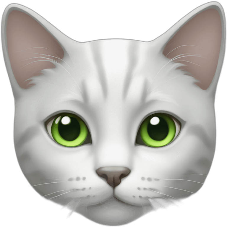 gray white cat green eyes emoji