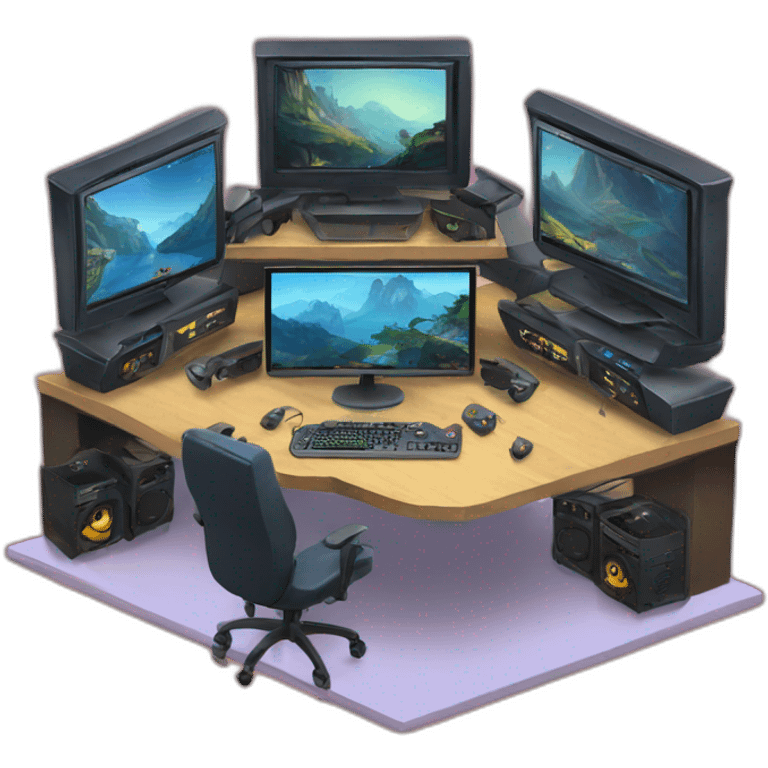 Gaming room with 3 monitors  emoji