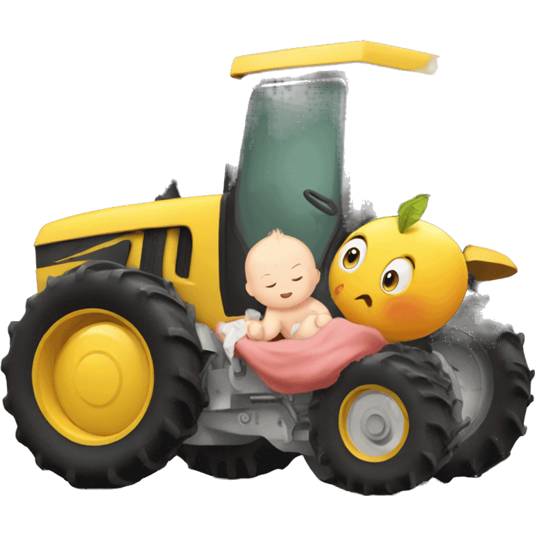 Tractor giving birth to a baby tractor emoji