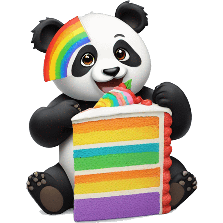 panda eating rainbow cake emoji