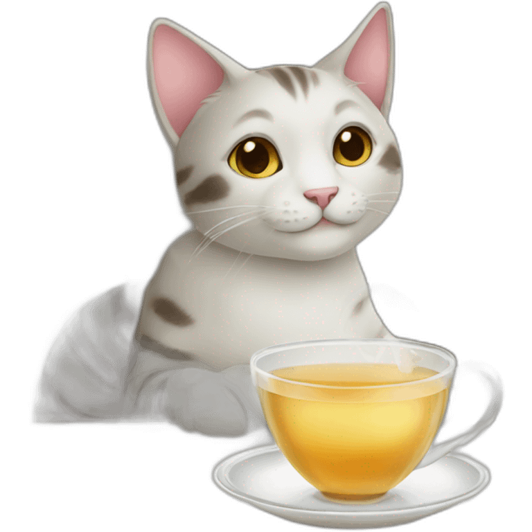 cat drinking tea emoji