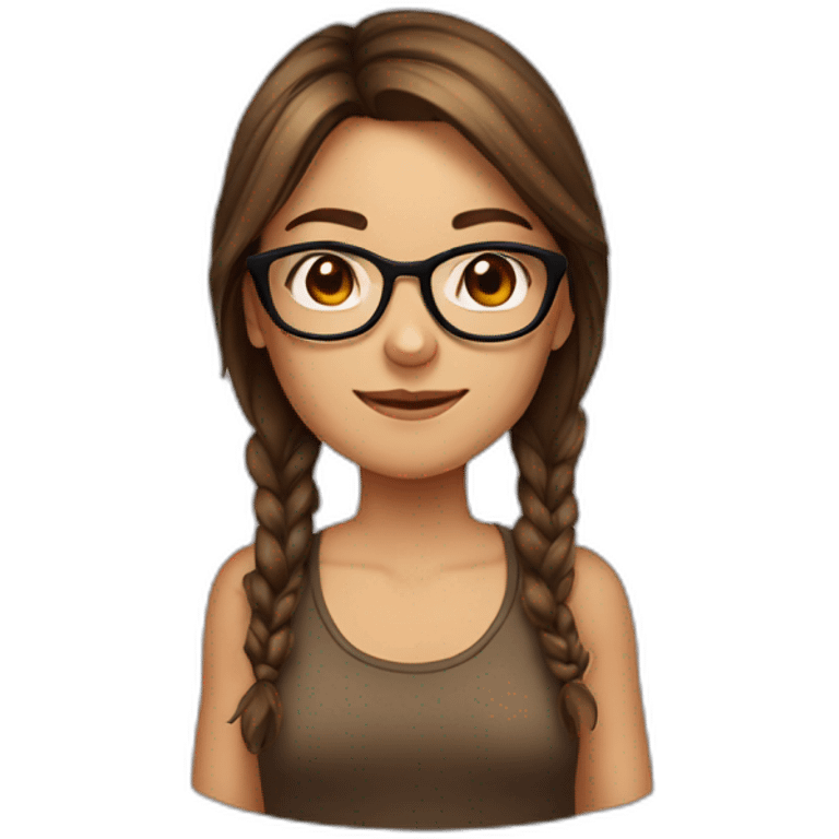 Cute girl with brown hair and glasses and tan emoji