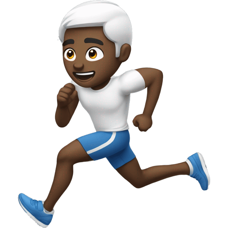 Running man. White skin black hair blue eyes. No other emojis just the running man emoji