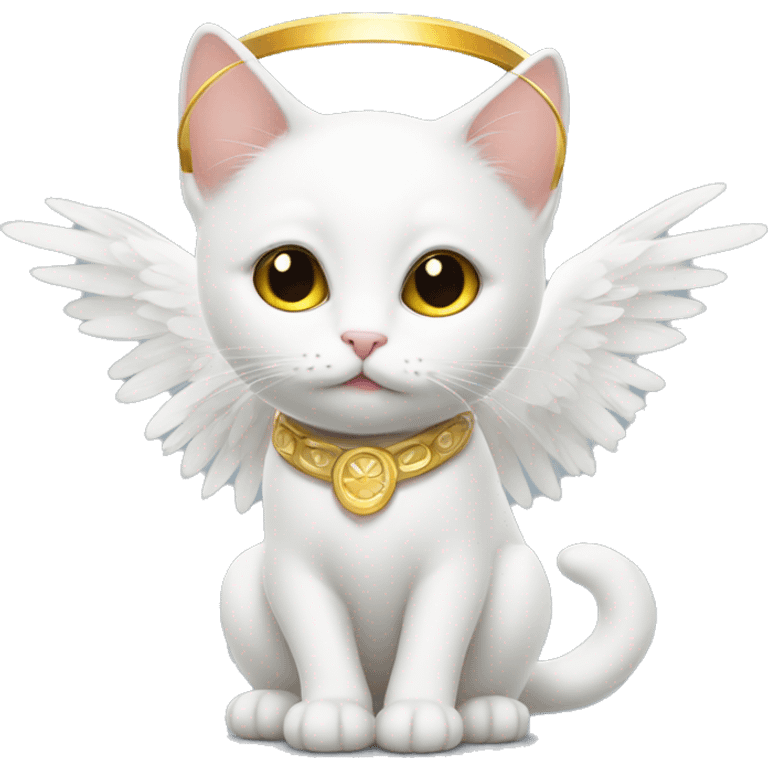 Little white cat with a halo and wings  emoji