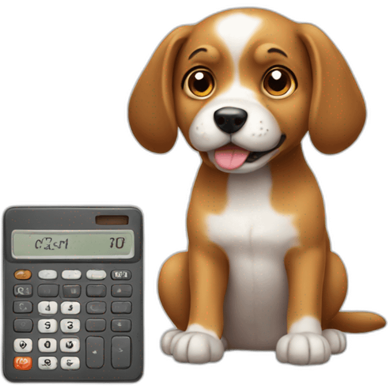 dog using calculator emoji