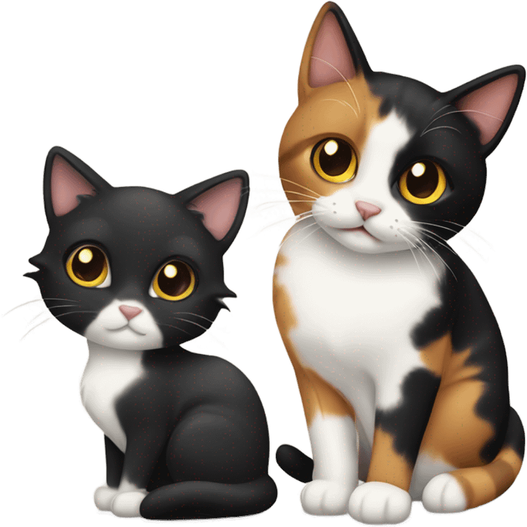 Calico cat and black cat emoji