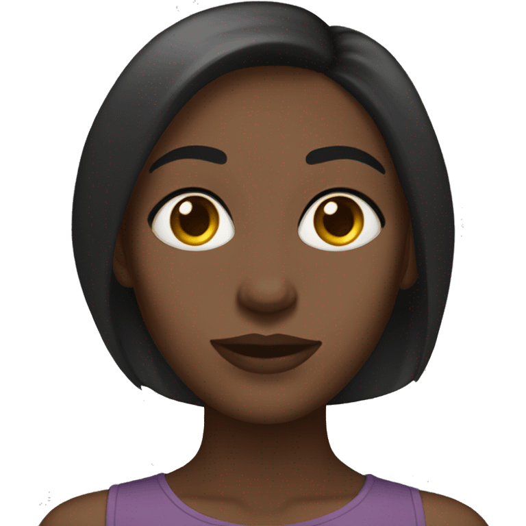 Dark brown woman large almond eyes straight dark brown hair emoji