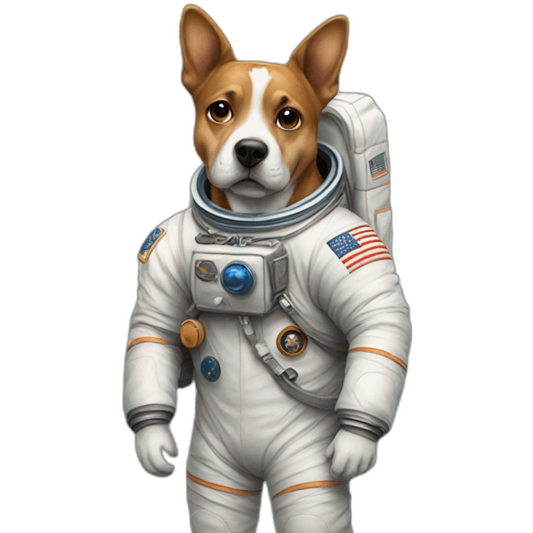 astronaut with a backpack and a dog emoji